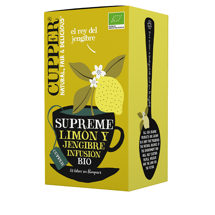 Infusão Limão e Gengibre, ingredientes biológicos