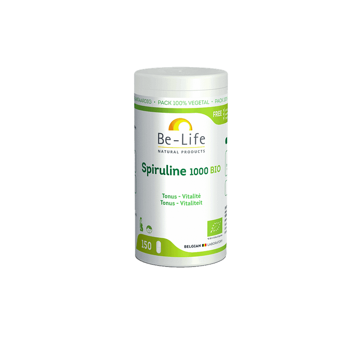 Spirulina 1000, suplemento alimentar biológico, sem glúten, sem lactose, vegan