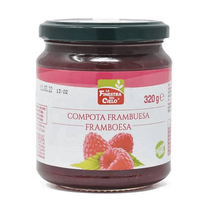 Compota de Framboesa, com ingredientes biológicos, sem glúten