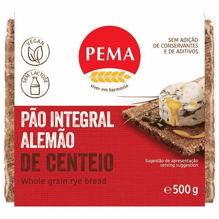 Pão Alemão Integral de Centeio, sem lactose, vegan