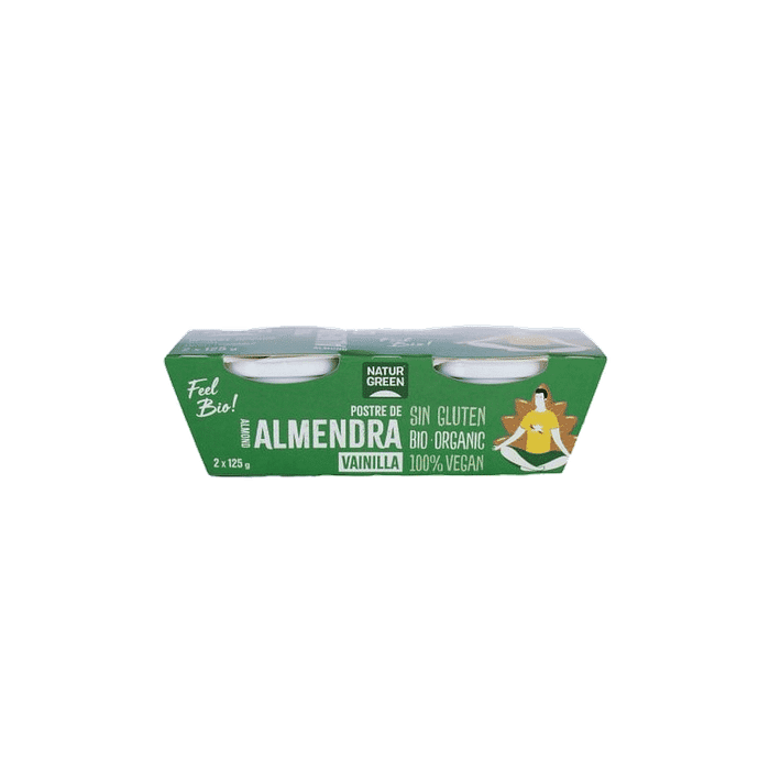 Sobremesa de Amêndoa com Baunilha, ingredientes biológicos, sem glúten, vegan