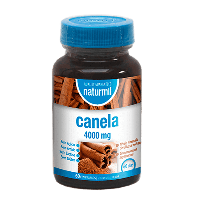 Canela, suplemento alimentar sem açúcar, sem glúten, sem lactose