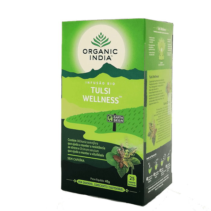 Tulsi Wellness, infusão biológica, sem glúten