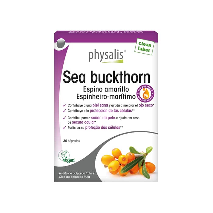 Sea Buckthorn Espinheiro-marítimo, suplemento alimentar vegan