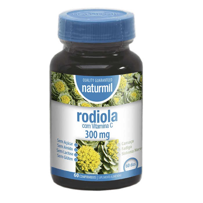 Rodiola 300mg, suplemento alimentar sem açúcar, sem amido, sem glúten, sem lactose, vegan