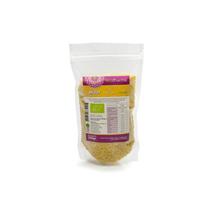 Millet, biológico, sem glúten, sem lactose, sem soja, vegan, vegetariano