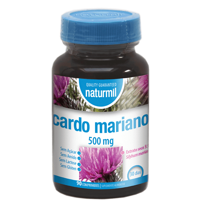 Cardo Mariano 500mg, suplemento alimentar sem açúcar, sem amido, sem glúten, sem lactose, vegan