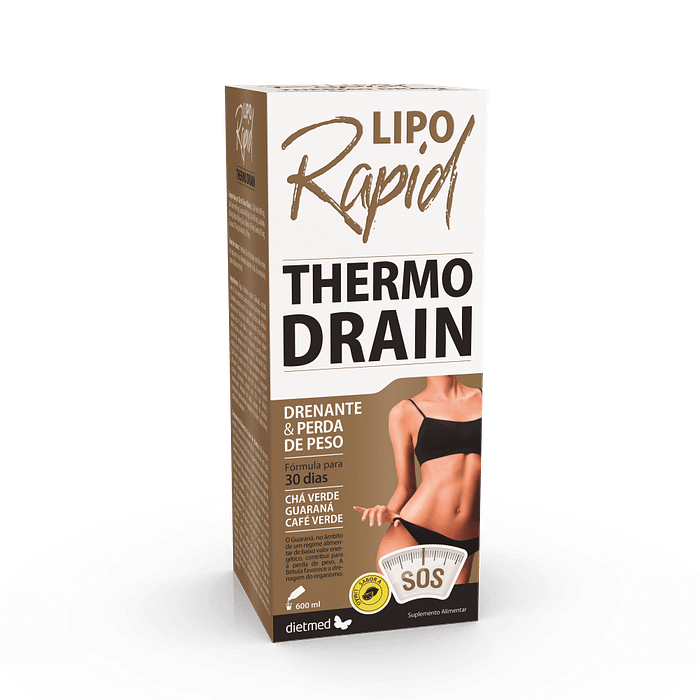 Liporapid Thermo Drain, suplemento alimentar sem álcool, sem glúten, sem lactose