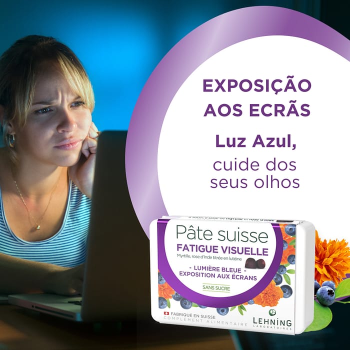 Gomas Pâte Suisse Fadiga Visual, suplemento alimentar sem açúcar