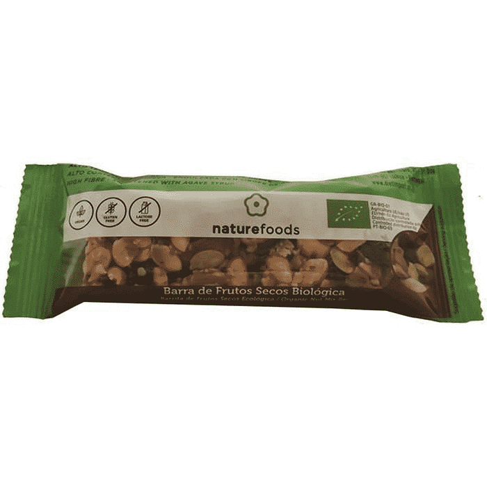 Barra de Frutos Secos, biológica, sem glúten, sem lactose, vegan