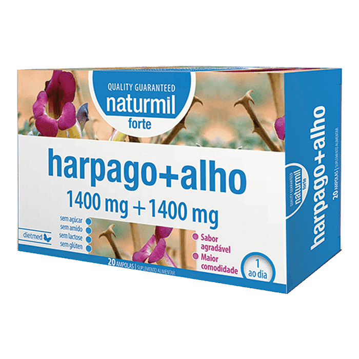 Harpago + Alho 1400mg+1400mg, suplemento alimentar sem açúcar, sem glúten, sem lactose, vegan