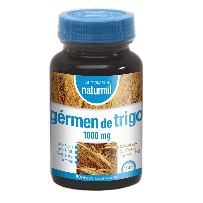Gérmen de Trigo 1000mg, suplemento alimentar sem açúcar, sem amido, sem lactose