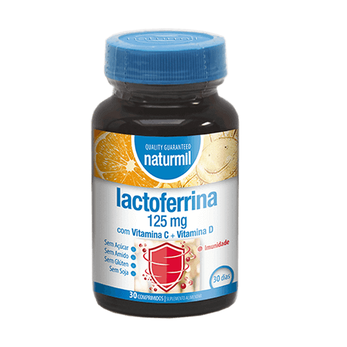 Lactoferrina, suplemento alimentar sem açúcar, sem glúten, sem soja