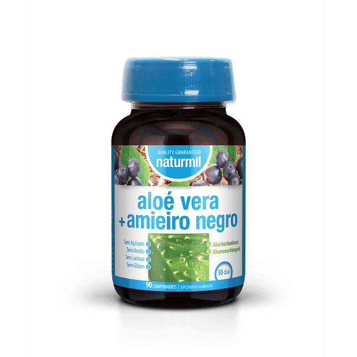 Aloé Vera + Amieiro Negro, suplemento alimentar sem açúcar, sem glúten, sem lactose, sem soja, vegan