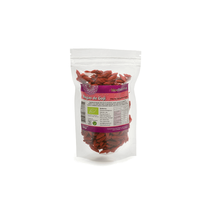Bagas de Goji, biológico, sem glúten, sem lactose, sem soja, vegan