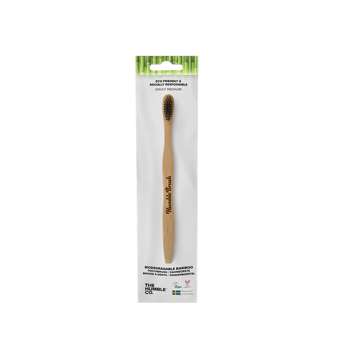 Escova de Dentes Bambu Cabo Plano - Média