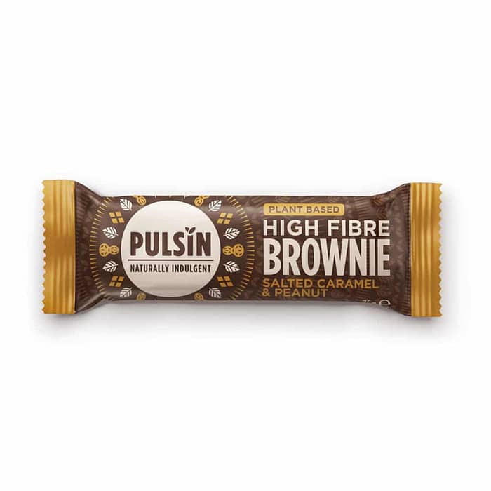 Barra de Brownie de Chocolate Raw com Caramelo Salgado, sem glúten, sem lactose, sem soja, vegan