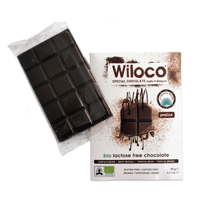 Tablete de Chocolate Castanho Praliné Bio, sem glúten, sem lactose, vegan, vegetariano