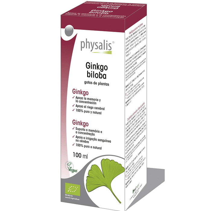 Ginkgo Biloba, com ingredientes biológicos, para vegans