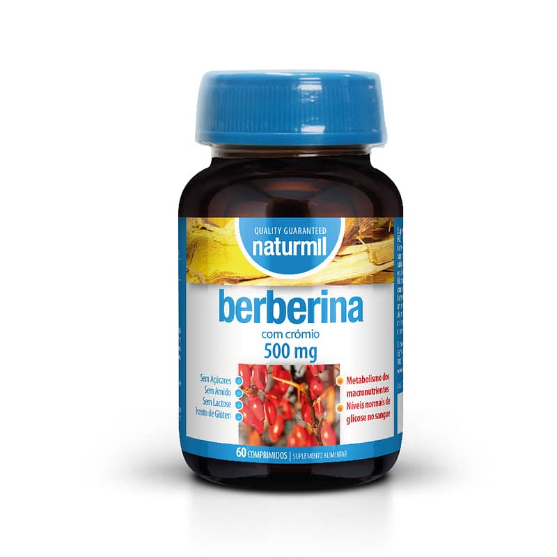 Berberina, suplemento alimentar sem glúten, sem lactose, vegan