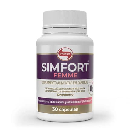 Simfort Femme Cápsulas Vitafor Saúde Feminina Suplementos Probióticos Sistema Imunitário
