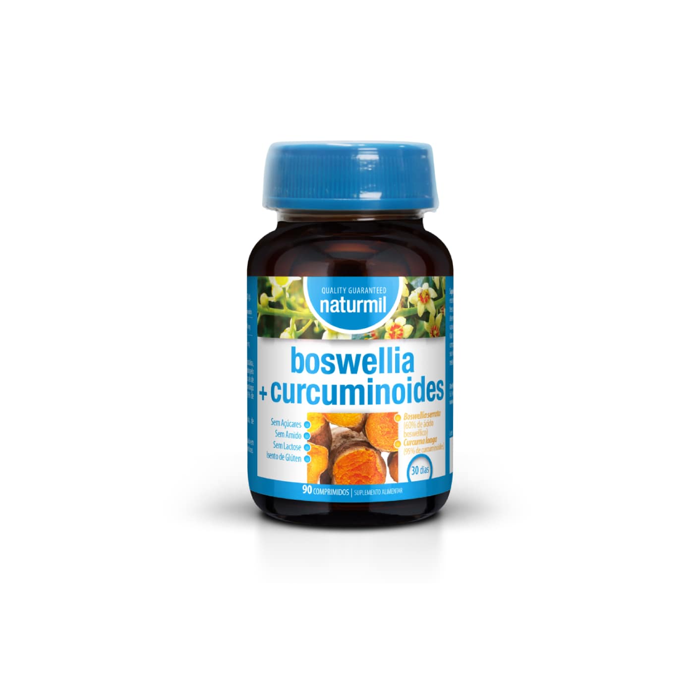Boswellia + Curcuminoides Suplemento Alimentar Naturmil Antioxidante Anti-inflamatório Antimicrobiano Boswellia + Curcuminoides Suplemento Alimentar Naturmil Antioxidante Anti-inflamatório Antimicrobiano
