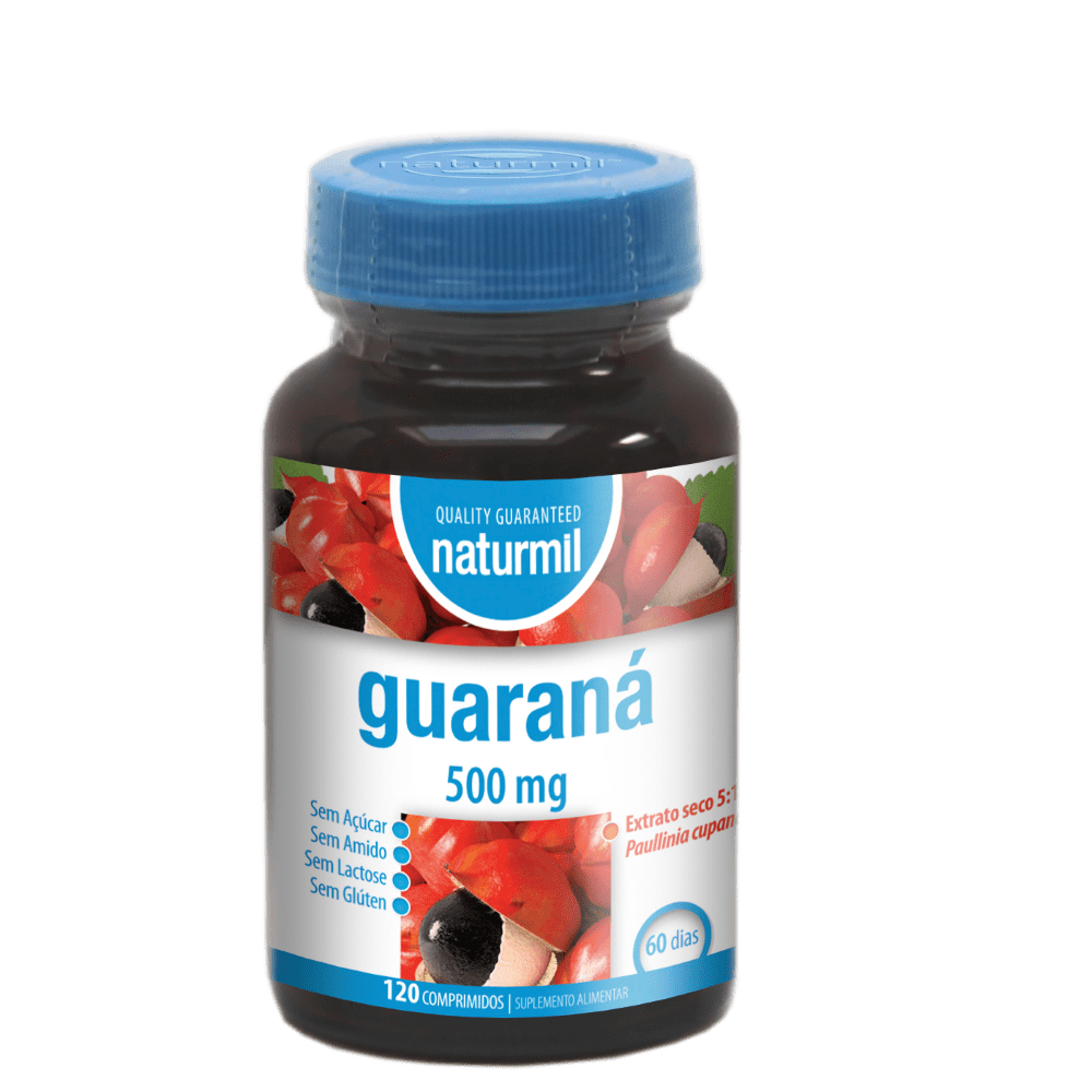 guarana_120 Guaraná 500mg, suplemento alimentar sem açúcar, sem amido, sem glúten, sem lactose, vegan