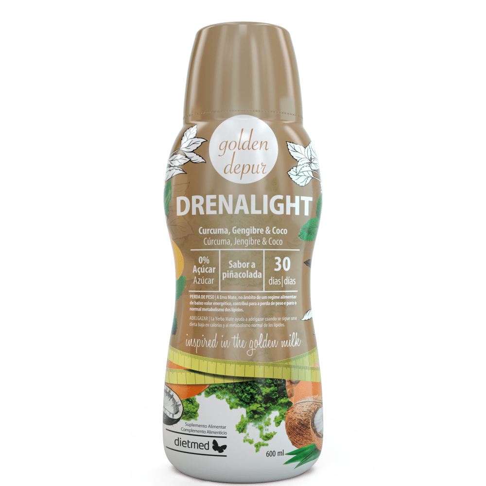 Drenalight Golden Depur Drenalight Golden Depur, suplemento alimentar sem álcool, sem amido, sem glúten, sem lactose