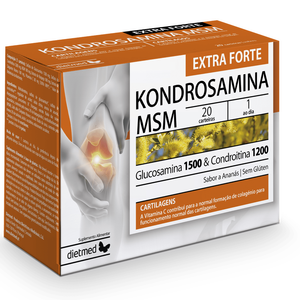 Kondrosamina MSM Extra Forte Kondrosamina MSM Extra Forte, suplemento alimentar sem álcool, sem lactose