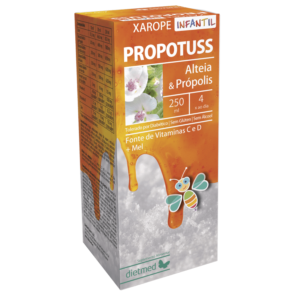 Propotuss Infantil Propotuss Xarope Infantil, suplemento alimentar sem álcool, sme amido, sem glúten, sem lactose