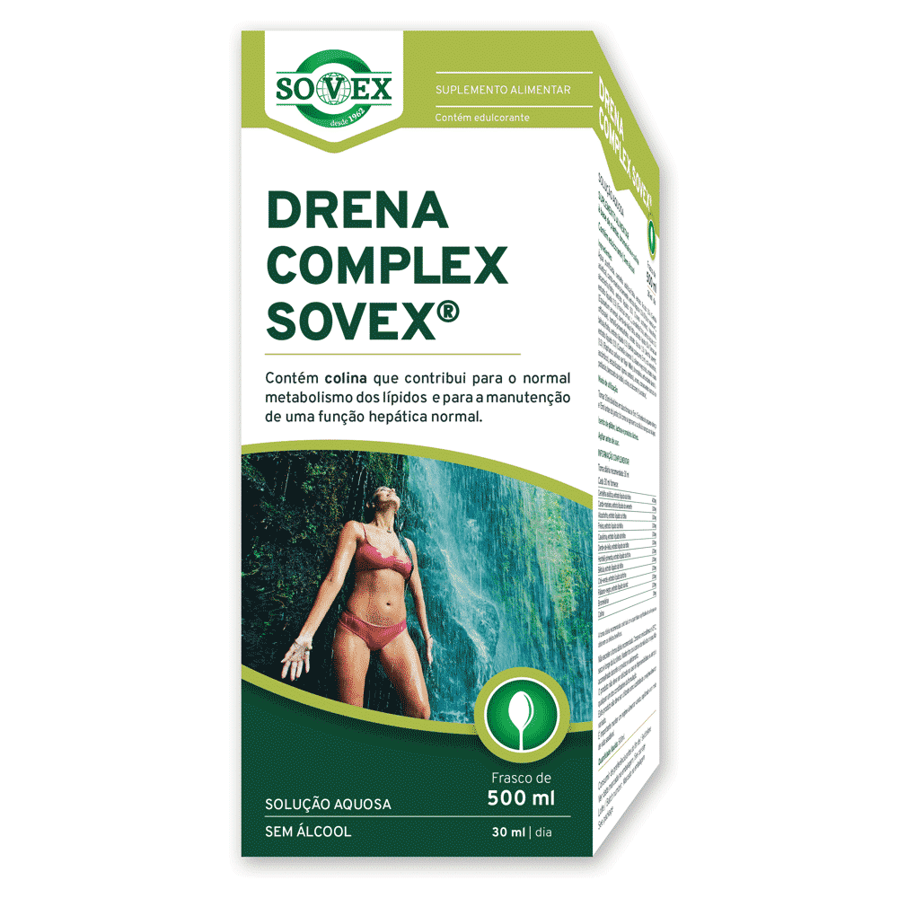 DRENA_Complex-suplemento-sovex Drena Complex Sovex, suplemento alimentar sem álcool, sem glúten, sem lactose