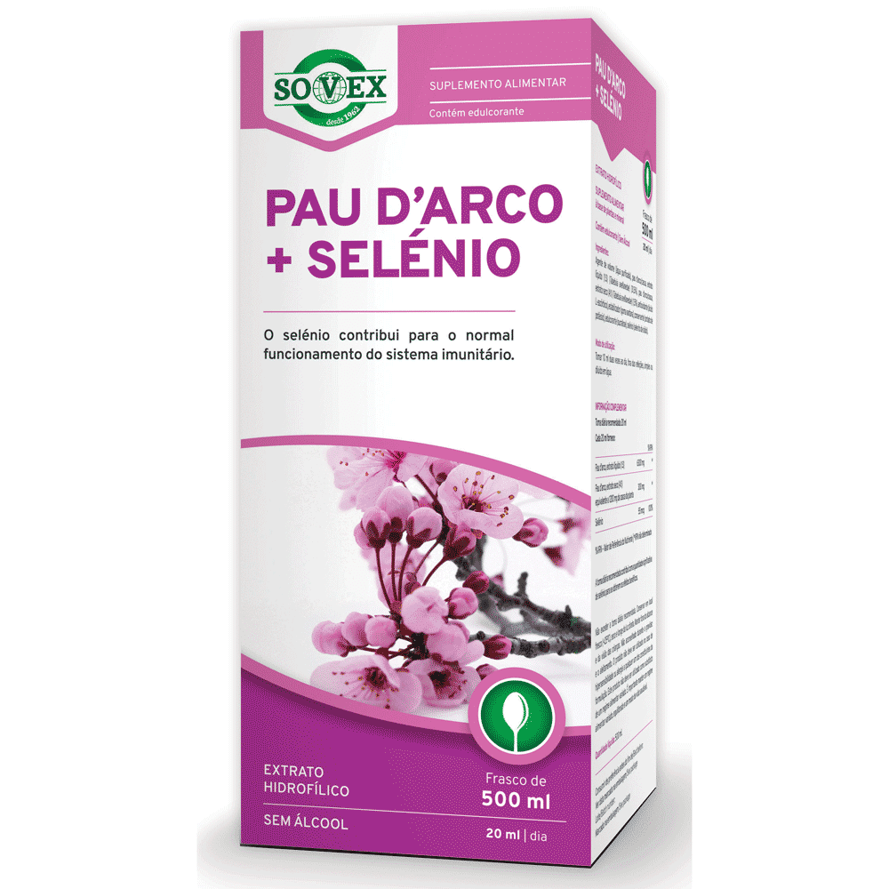 Pau D’arco + Selénio, suplemento alimentar sem álcool
