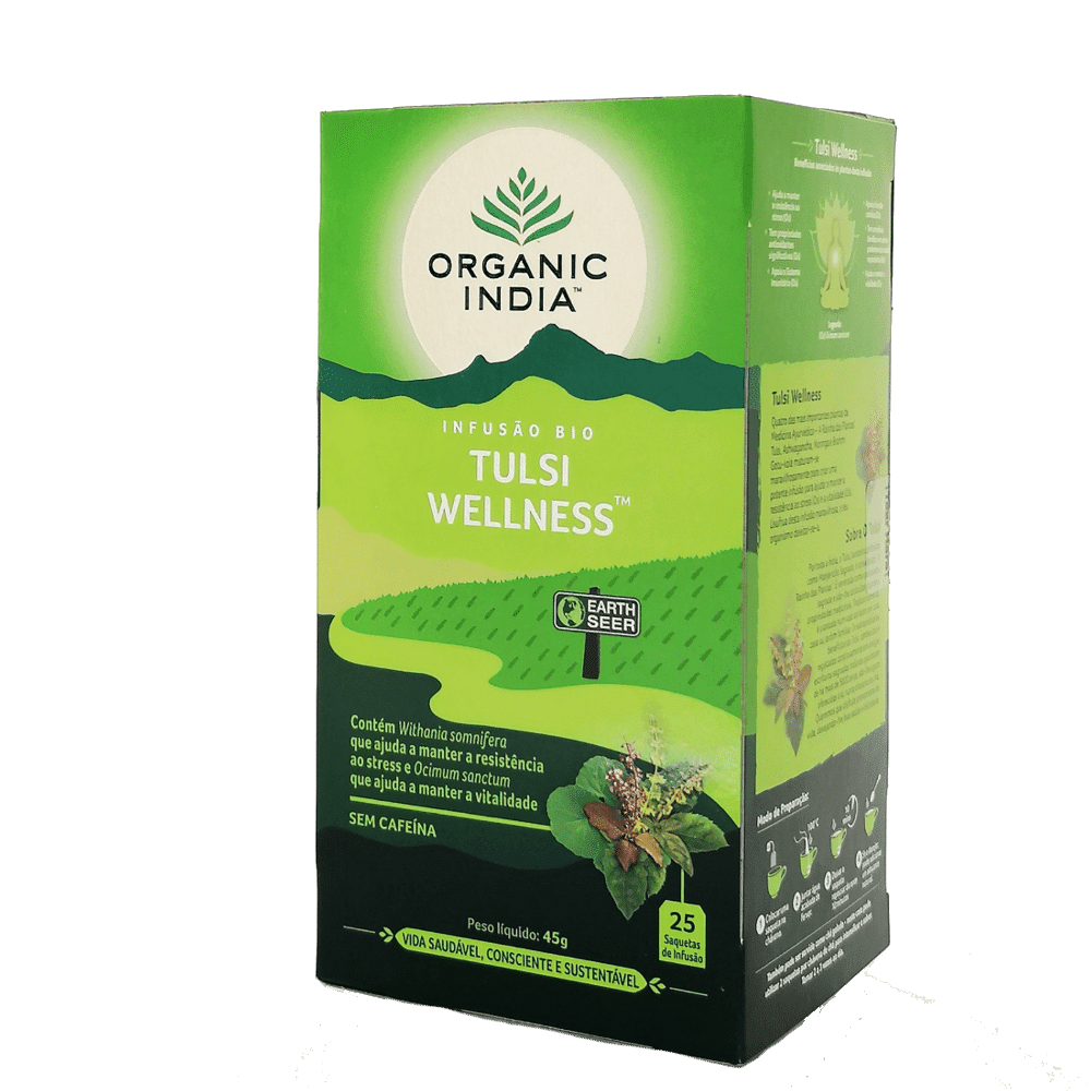 tulsi wellness 25saq organic india Tulsi Wellness, infusão biológica, sem glúten