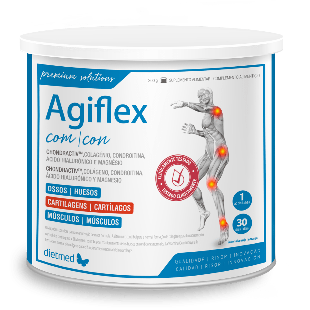 Agiflex 300g Lata dietmed Agiflex em Pó, suplemento alimentar sem álcool, sem glúten, sem lactose
