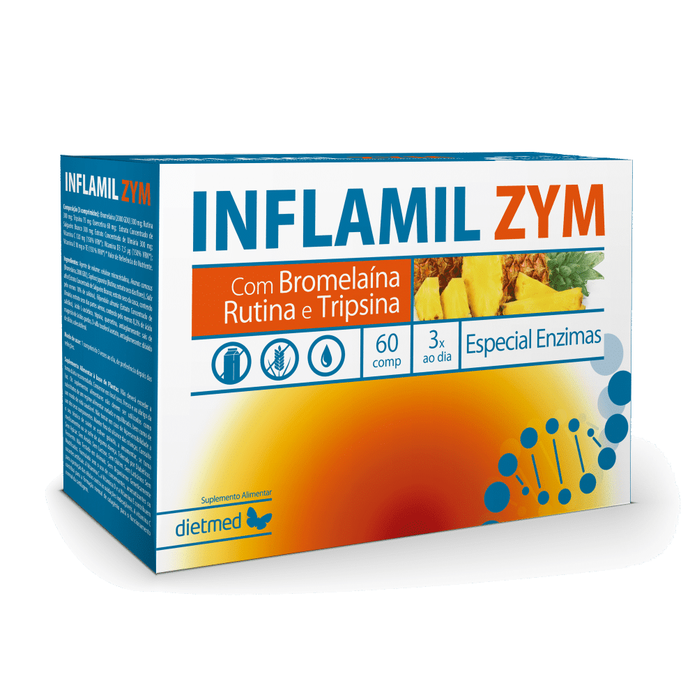 inflamil zyl 60comp dietmed Inflamil Zym, suplemento alimentar sem açúcar, sem glúten, sem lactose