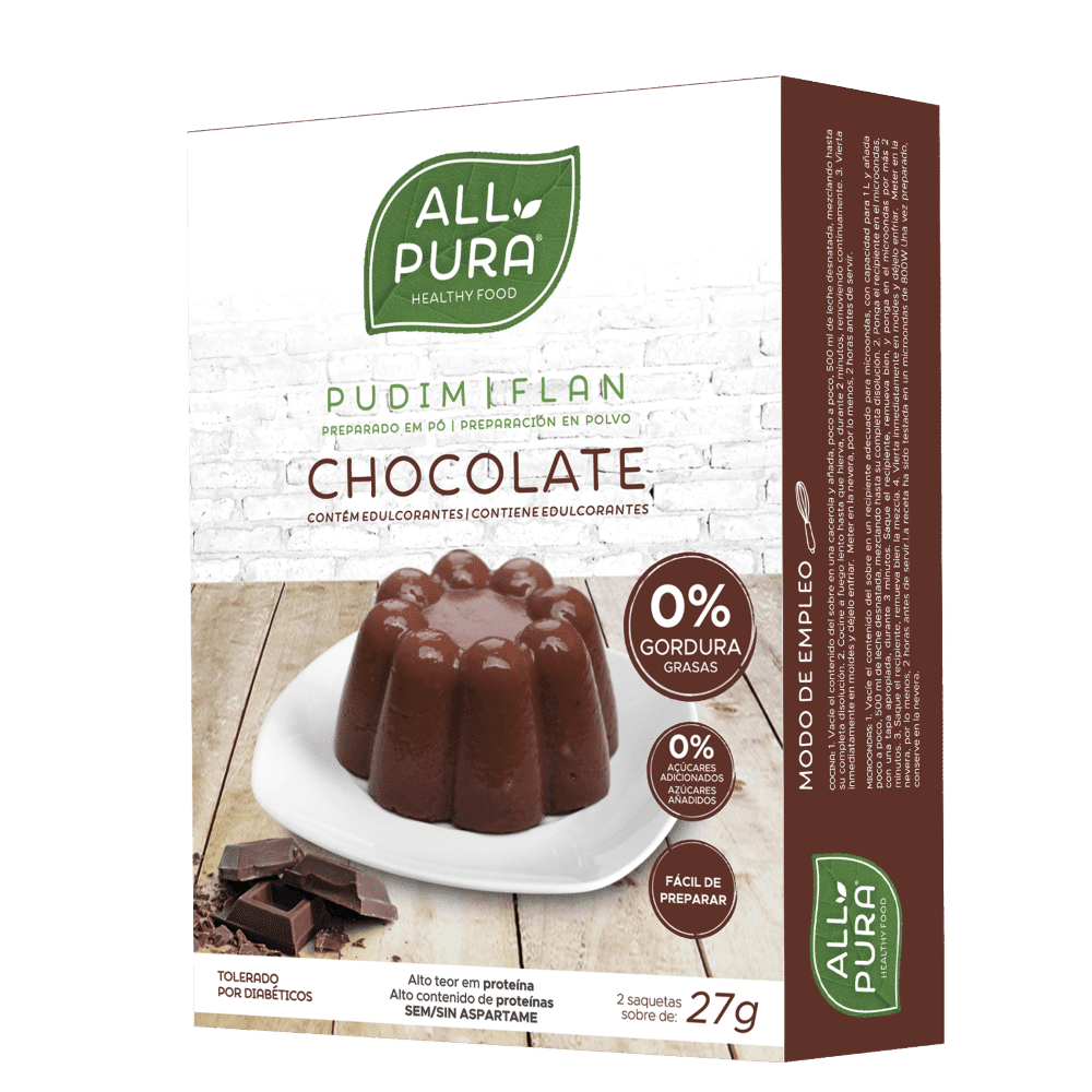 pudim chocolate 27g allpura Pudim Zero Sabor a Chocolate, sem glúten
