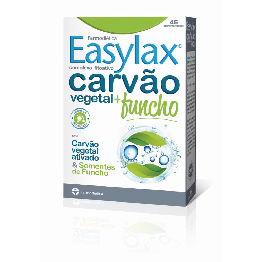 3D-Easylax_Carvao_Funcho 45comprimidos farmodietica Easylax Carvão Vegetal + Funcho, suplemento alimentar