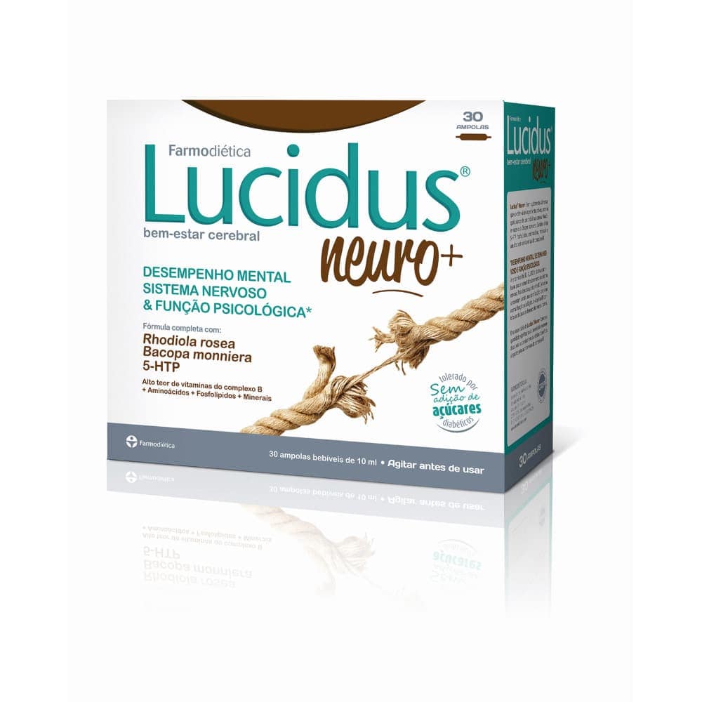 3D-Lucidus-Neuro 30ampolas farmodietica Lucidus Neuro+, suplemento alimentar sem açúcar