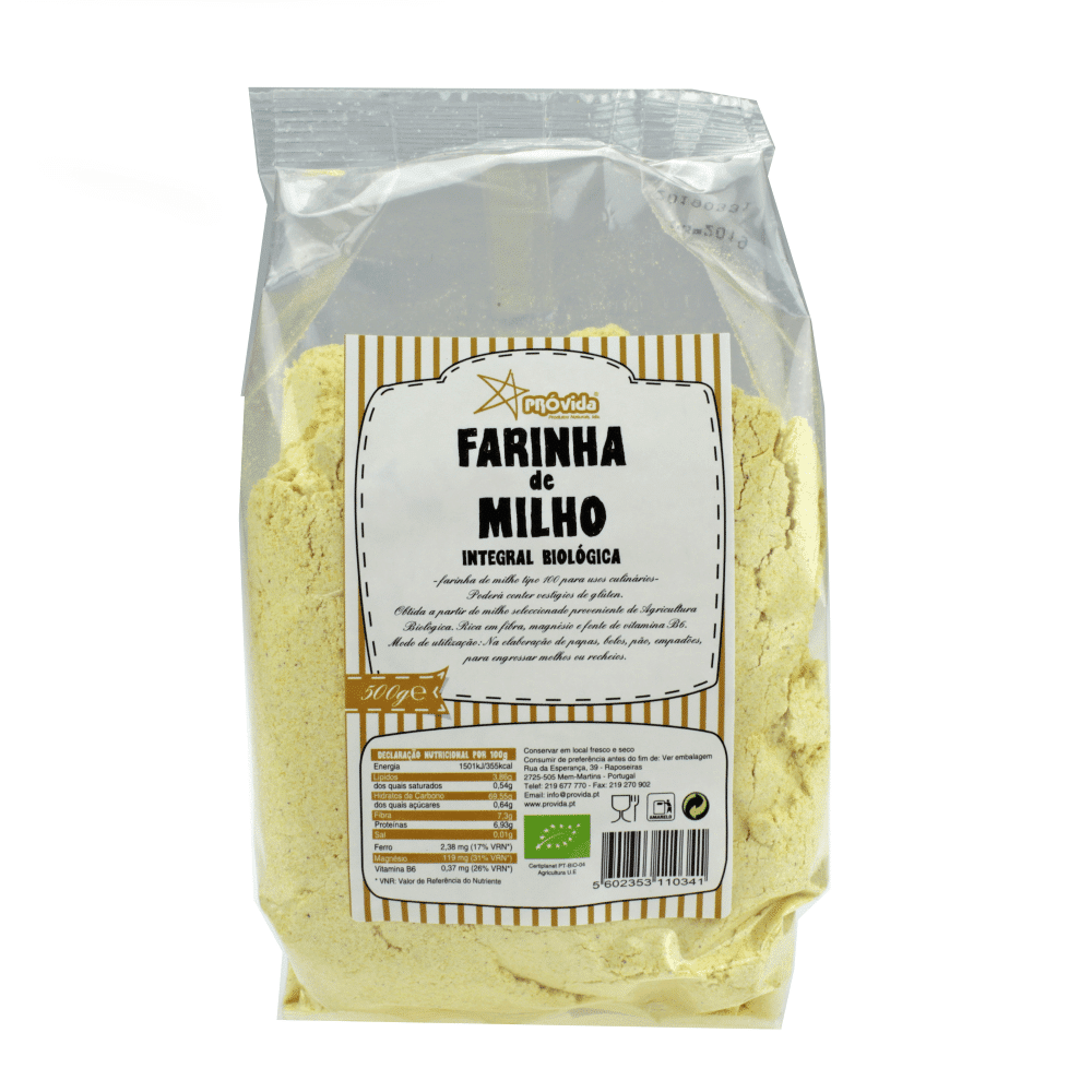 farinha de milho integral bio 500g provida Farinha de Milho Integral, biológico