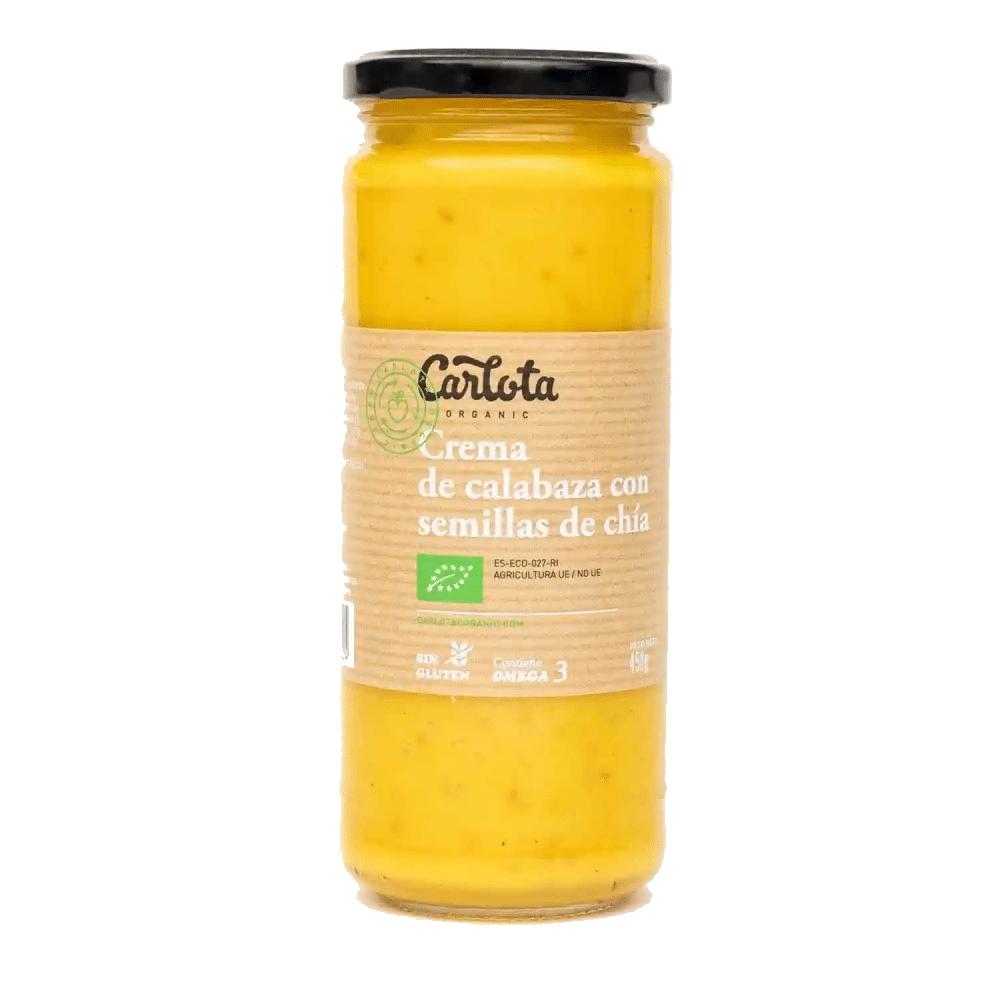 Sopa de abóbora com sementes de chia Bio Sopa de Abóbora com Sementes de Chia, biológico, sem glúten, vegan