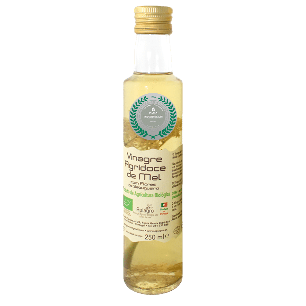 Vinagre com Flores Prata Vinagre Agridoce de Mel com Flor de Sabugueiro, biológico