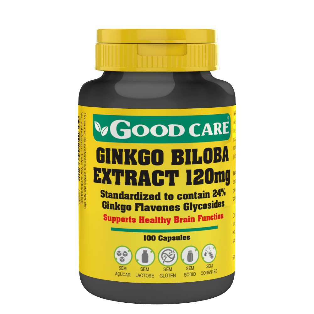 ginkgo biloba 120 mg Ginkgo Biloba Extract 120 mg, suplemento alimentar sem açúcar, sem glúten, sem lactose