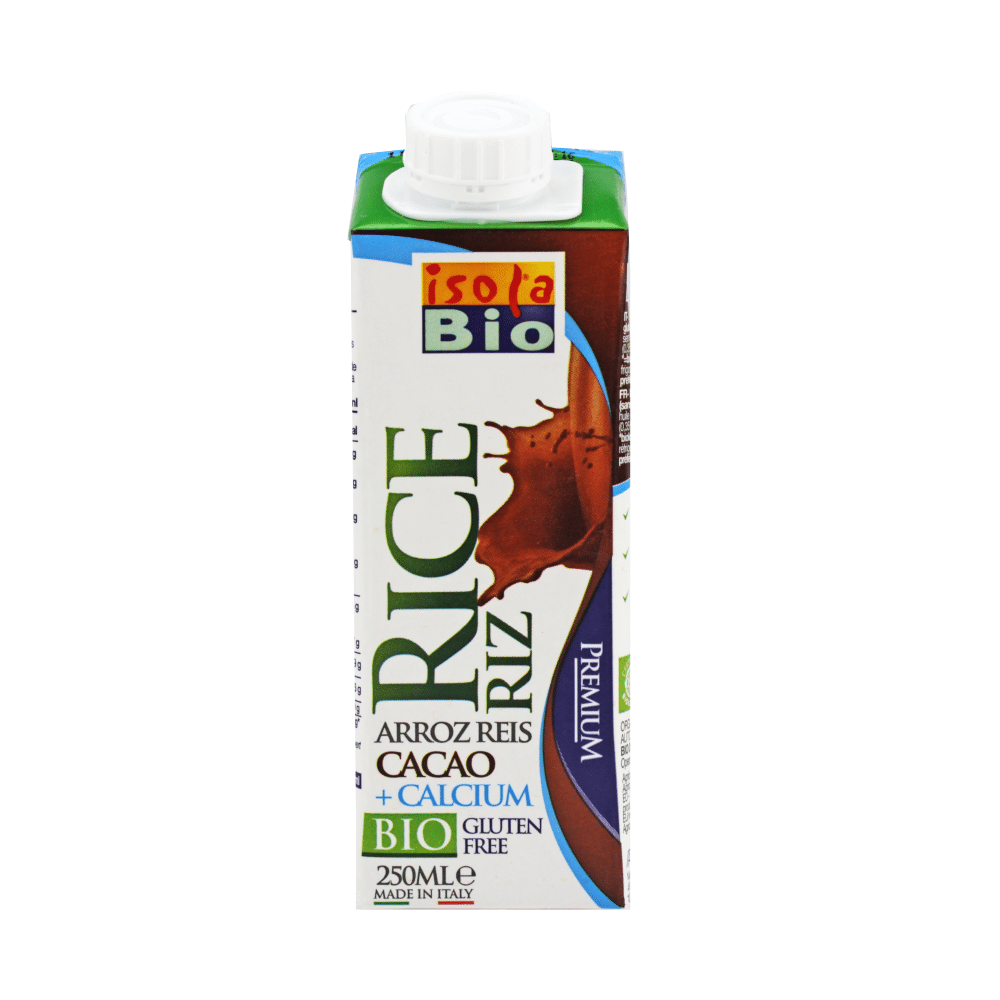 Bebida de Arroz + Cacao + Cálcio Isola BIO 250ml Bebida de Arroz + Cacao + Cálcio, biológica, sem glúten