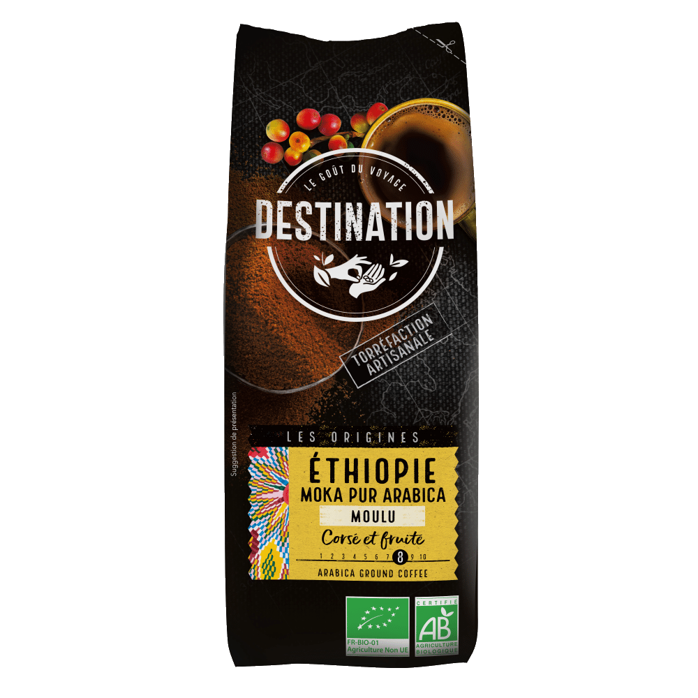 Café Etiópia- Moka Puro Arábica moído BIO DESTINATION 250g Café Etiópia - Moka Puro Arábica Moído, biológico