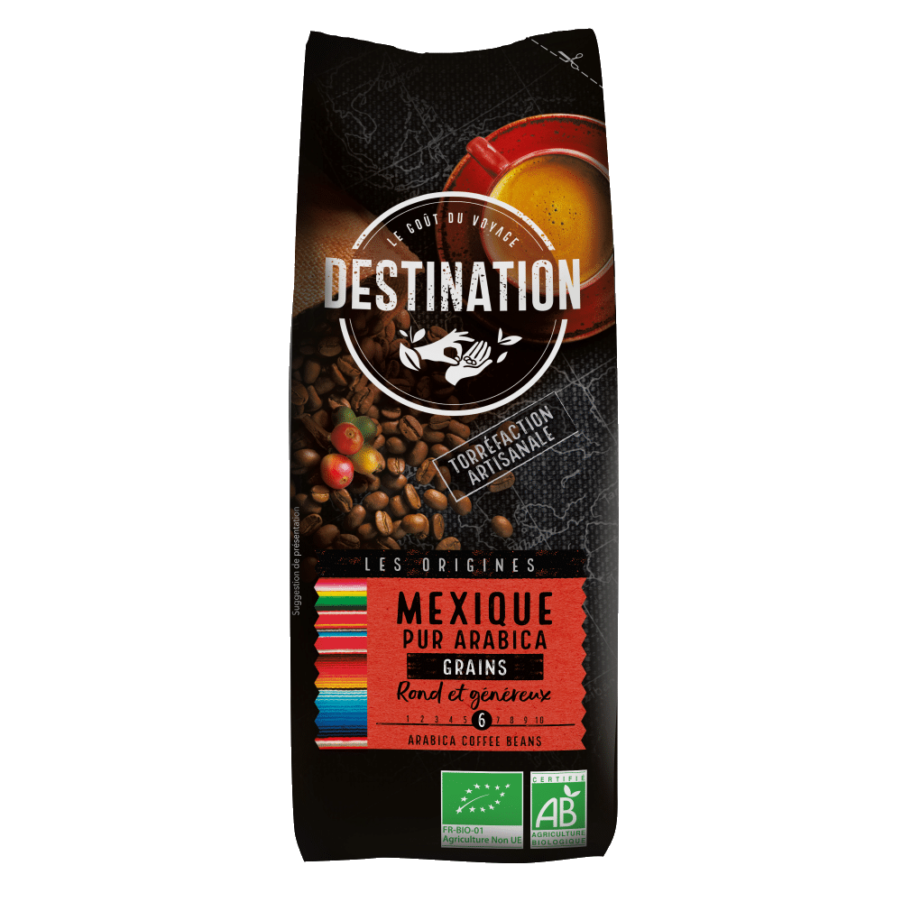 Café México- Puro Arábica grão BIO DESTINATION 250g Café México - Puro Arábica Grão, biológico