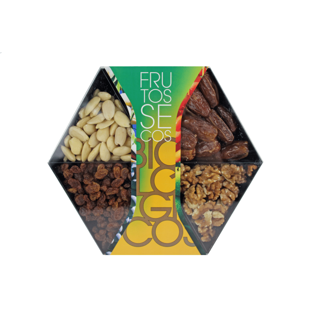 Caixa Frutos Secos BIO (Tame Amen Noz Passa) 420g Caixa Frutos Secos (Tame/Amen/Noz/Passa), biológica