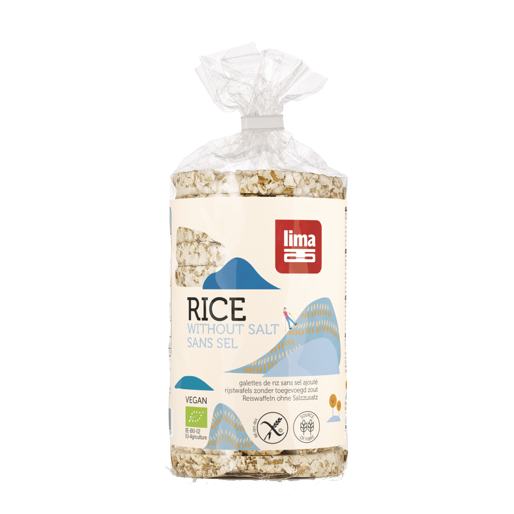 Galetes de Arroz Int. c Baixo Teor de Sal LIMA BIO 100g Galetes de Arroz Integral com Baixo Teor de Sal, biológico, sem glúten, vegan