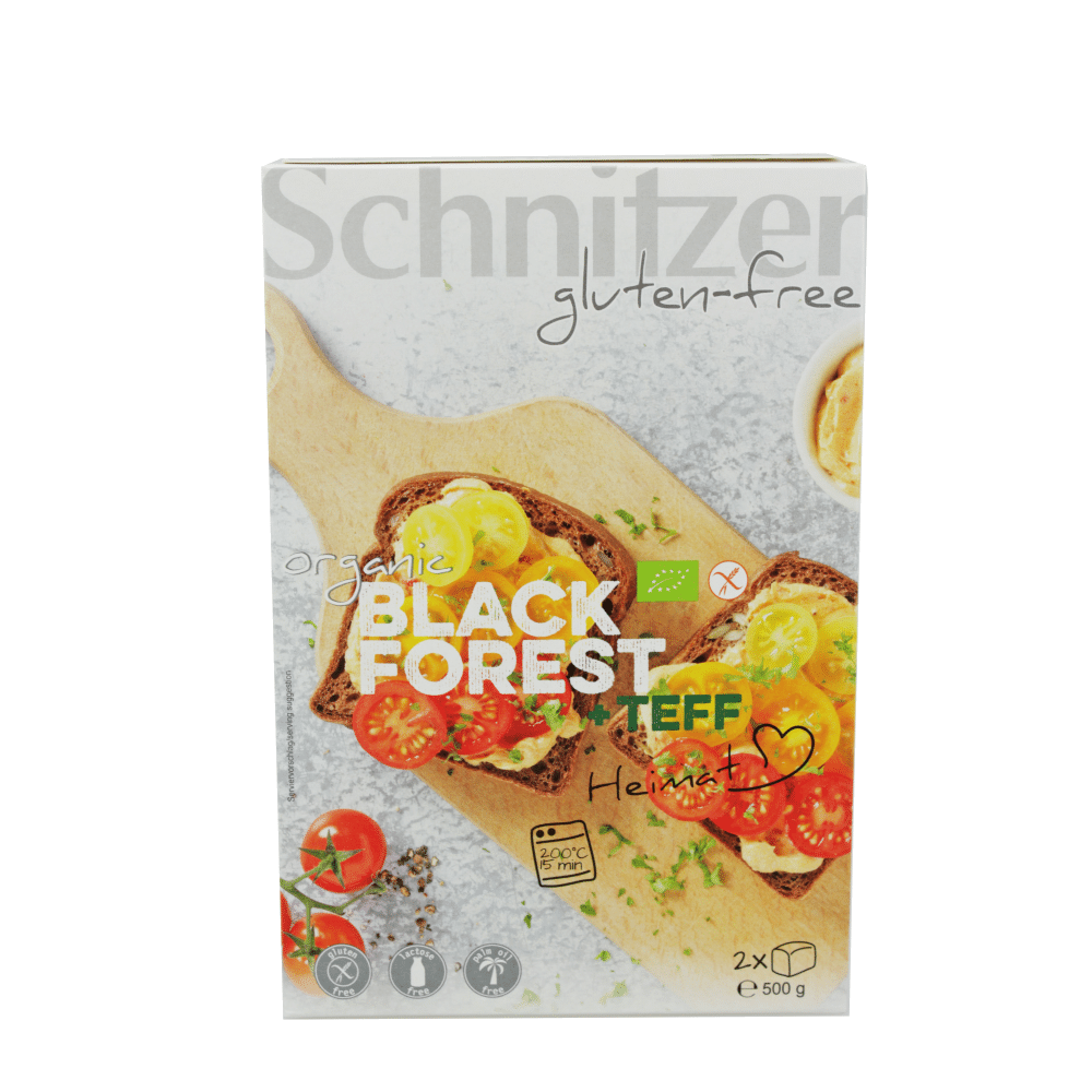 Pão Black Florest+Teff SGlúten BIO SCHNITZER Pão Black Florest + Teff Sem Glúten, biológico, sem lactose