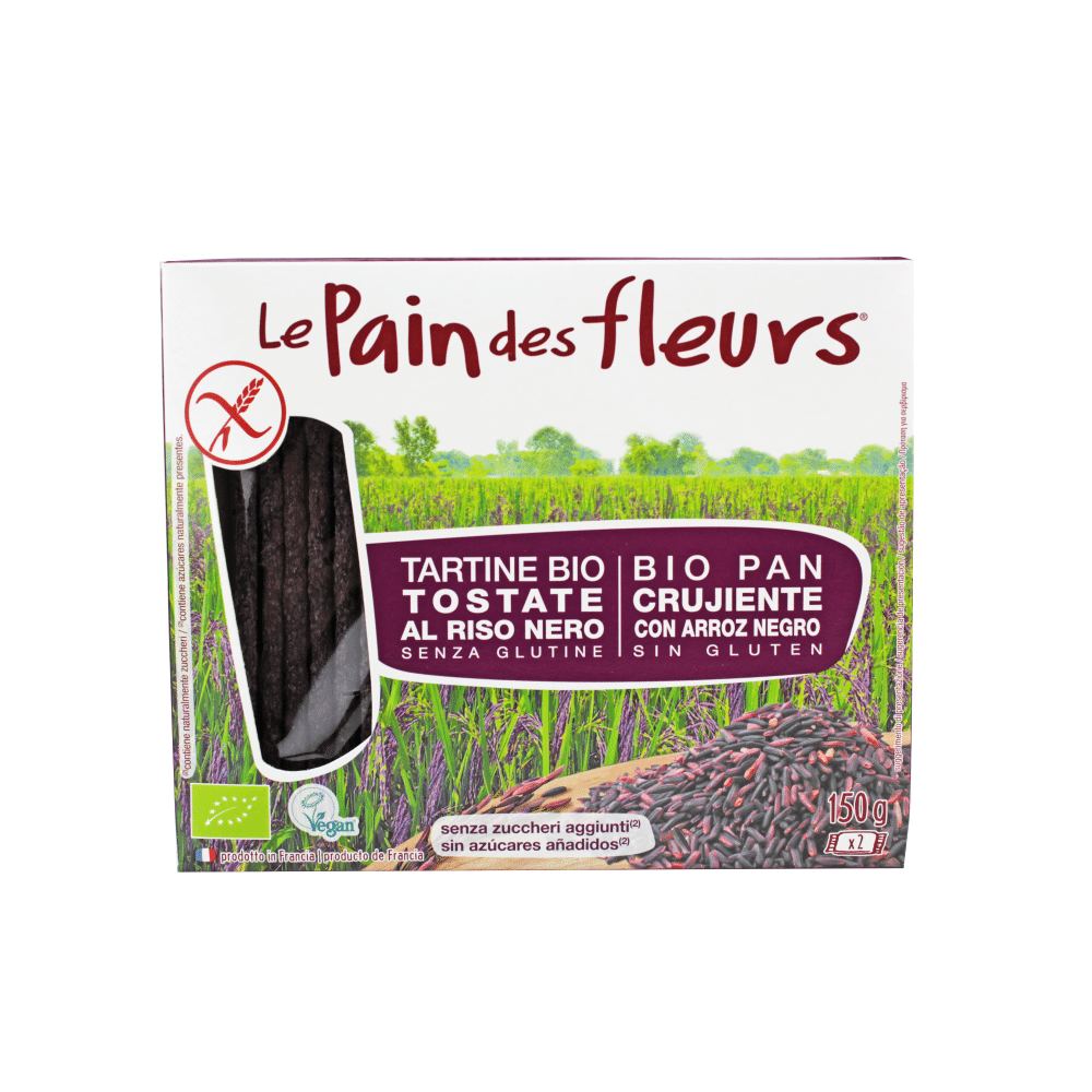 Pão Flores Arroz Preto Pão com Arroz Preto, com ingredientes biológicos, sem glúten, vegan