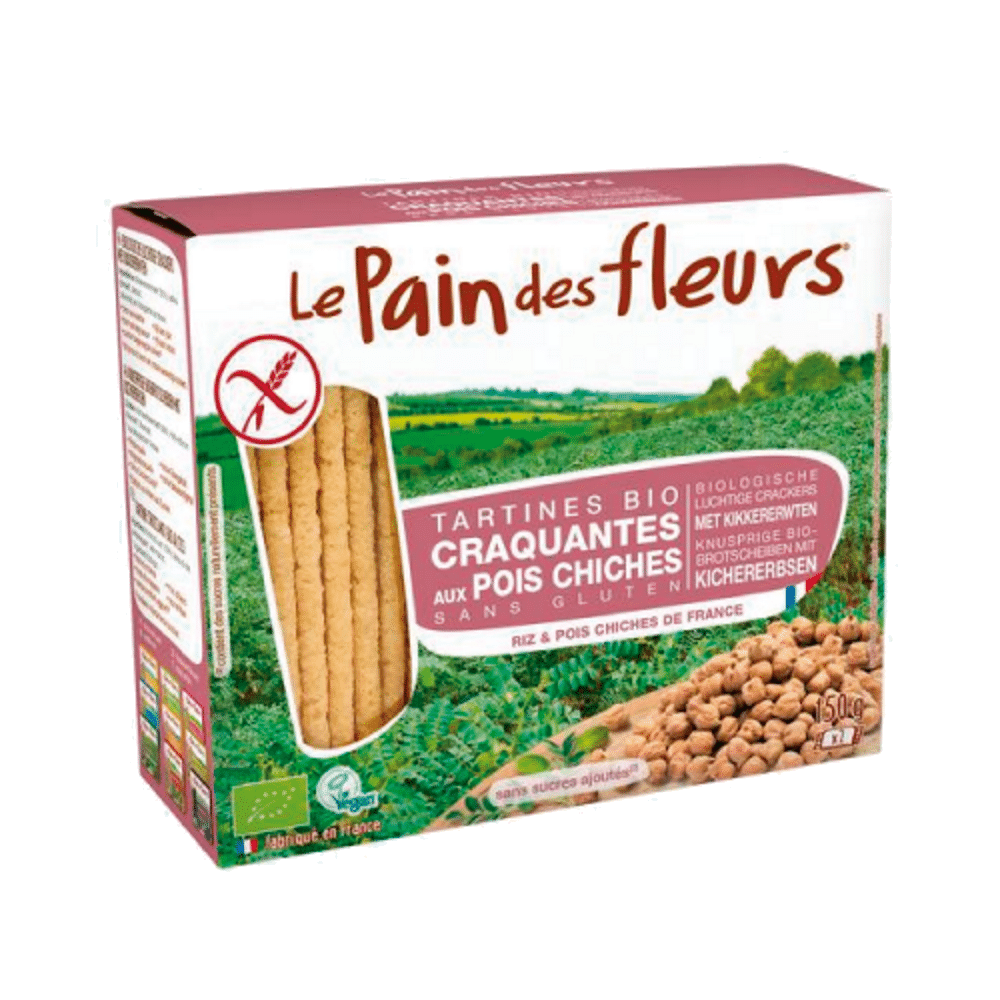 Pão Flores Grão Bico Pão com Grão Bico, com ingredientes biológicos, sem glúten, vegan